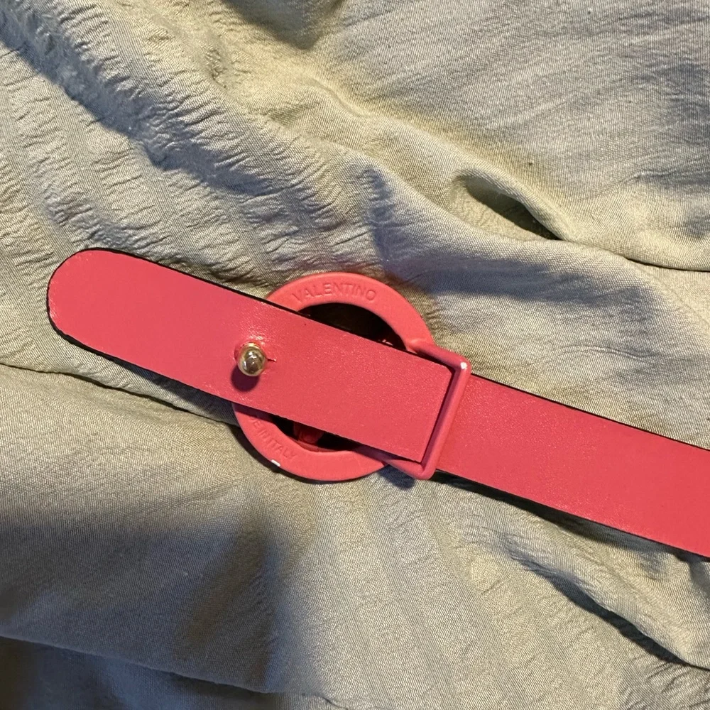 Mario Valentino Logo Slim Leather Belt